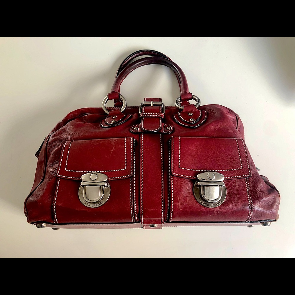 Marc Jacobs Vintage Doctors Bag Y2K Rare red leather with silver hardware!